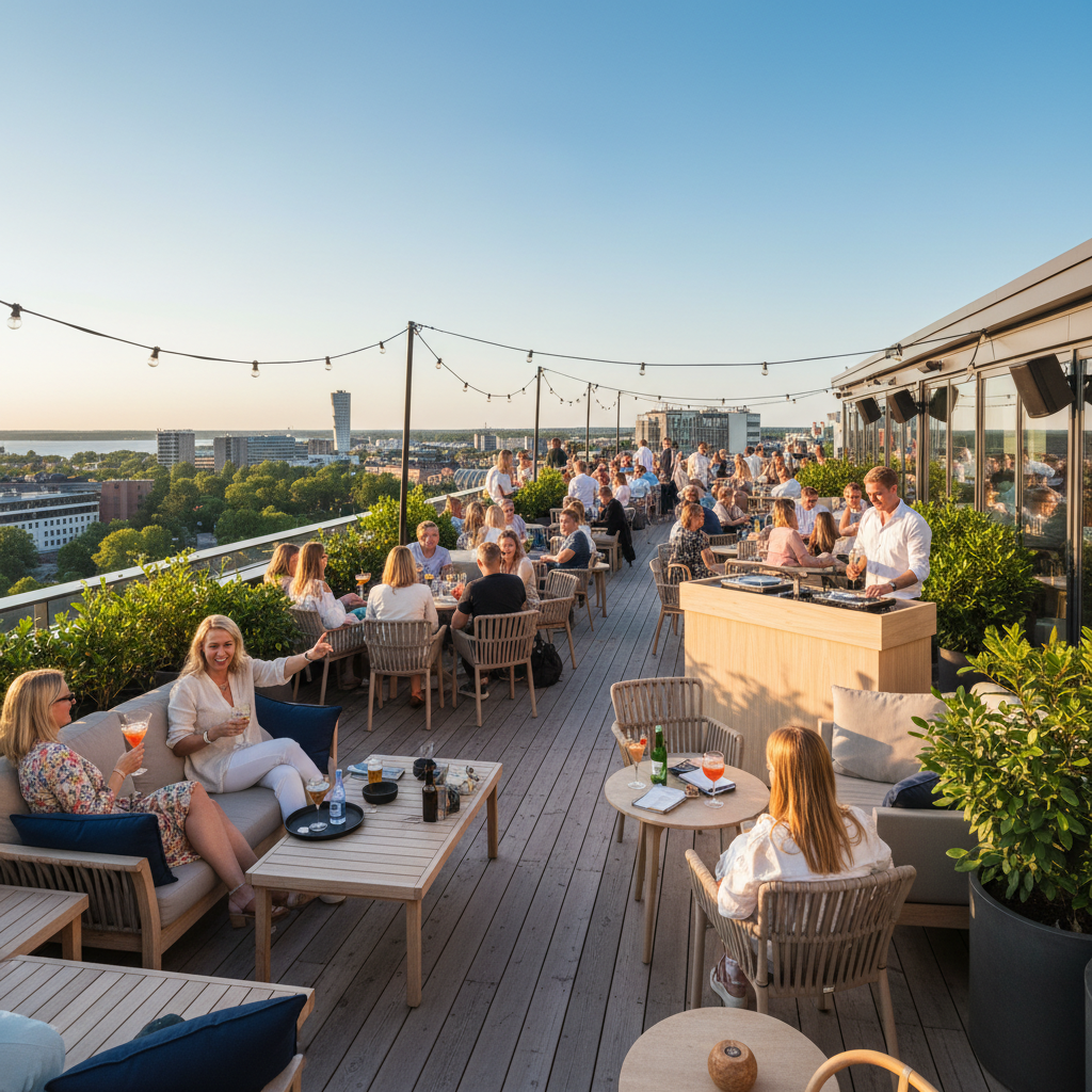 Uteservering hos Rooftop Bar Clarion
